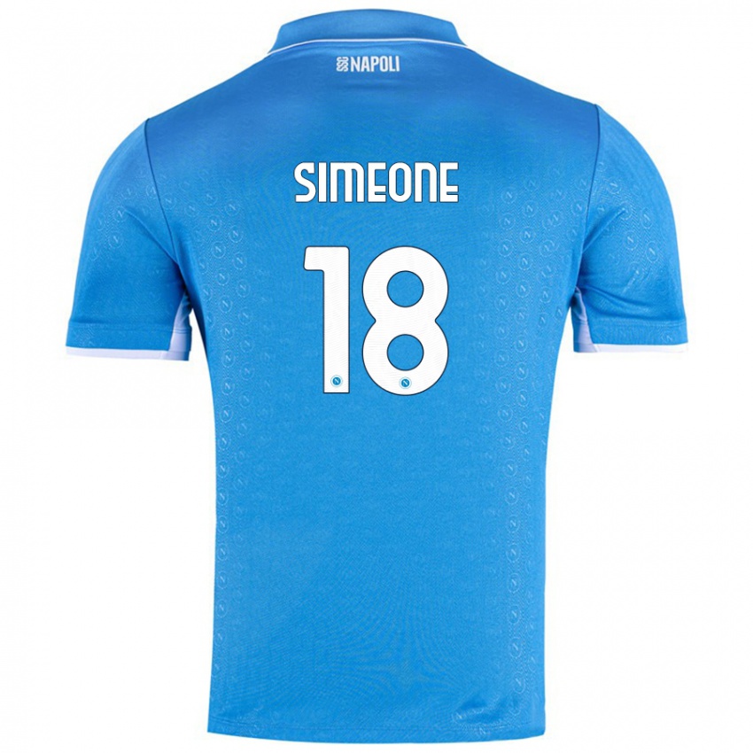 Niño Camiseta Giovanni Simeone #18 Azul Cielo 1ª Equipación 2024/25 La Camisa Chile