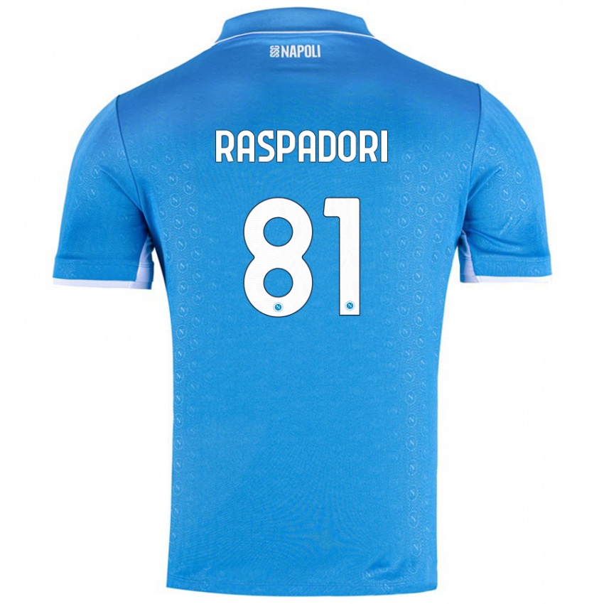 Niño Camiseta Giacomo Raspadori #81 Azul Cielo 1ª Equipación 2024/25 La Camisa Chile