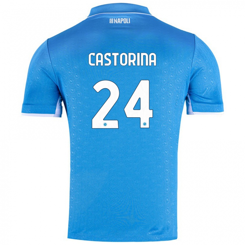 Niño Camiseta Alessandro Castorina #24 Azul Cielo 1ª Equipación 2024/25 La Camisa Chile