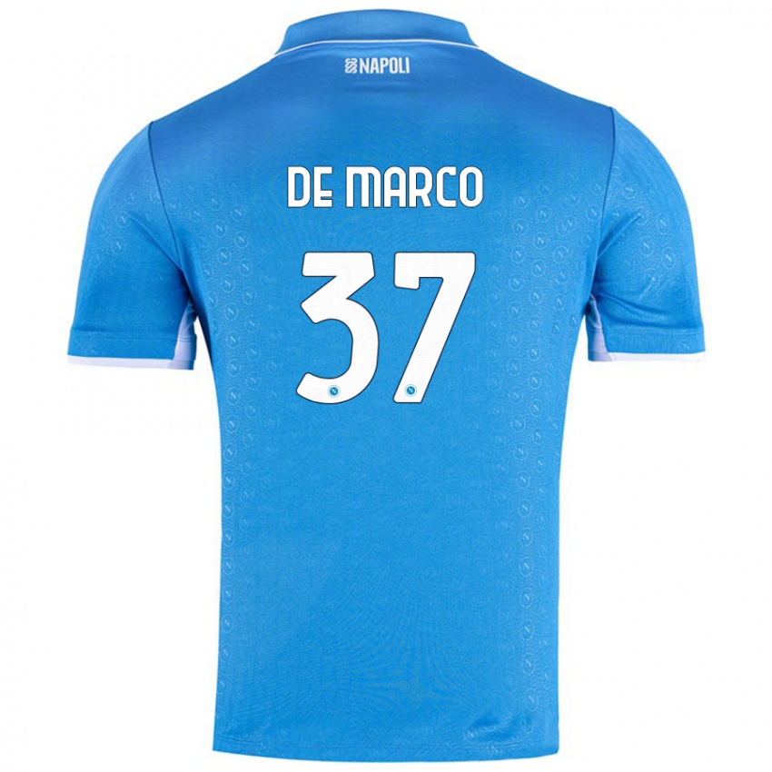 Niño Camiseta Francesco De Marco #37 Azul Cielo 1ª Equipación 2024/25 La Camisa Chile