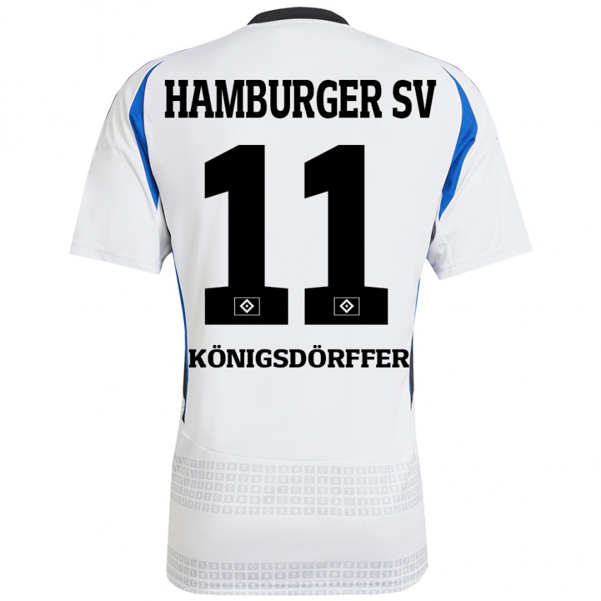 Niño Camiseta Ransford Königsdörffer #11 Blanco Azul 1ª Equipación 2024/25 La Camisa Chile