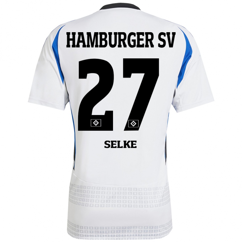 Niño Camiseta Davie Selke #27 Blanco Azul 1ª Equipación 2024/25 La Camisa Chile