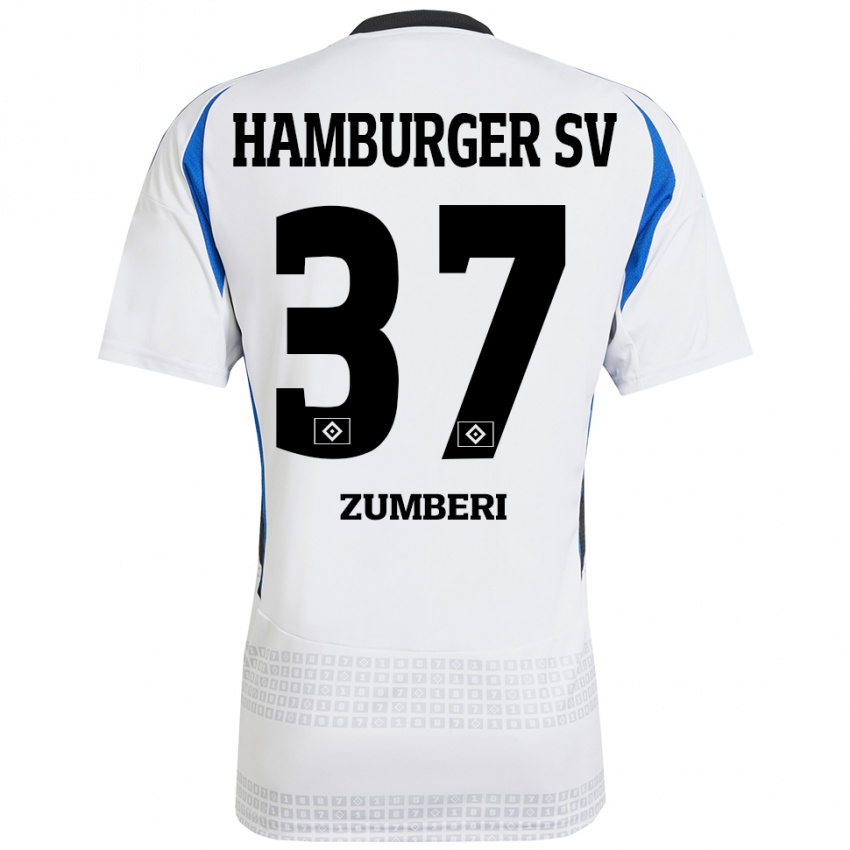 Niño Camiseta Valon Zumberi #37 Blanco Azul 1ª Equipación 2024/25 La Camisa Chile