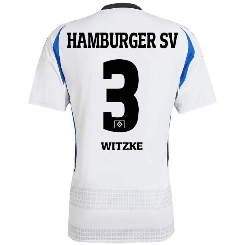 Niño Camiseta Oliver Witzke #3 Blanco Azul 1ª Equipación 2024/25 La Camisa Chile