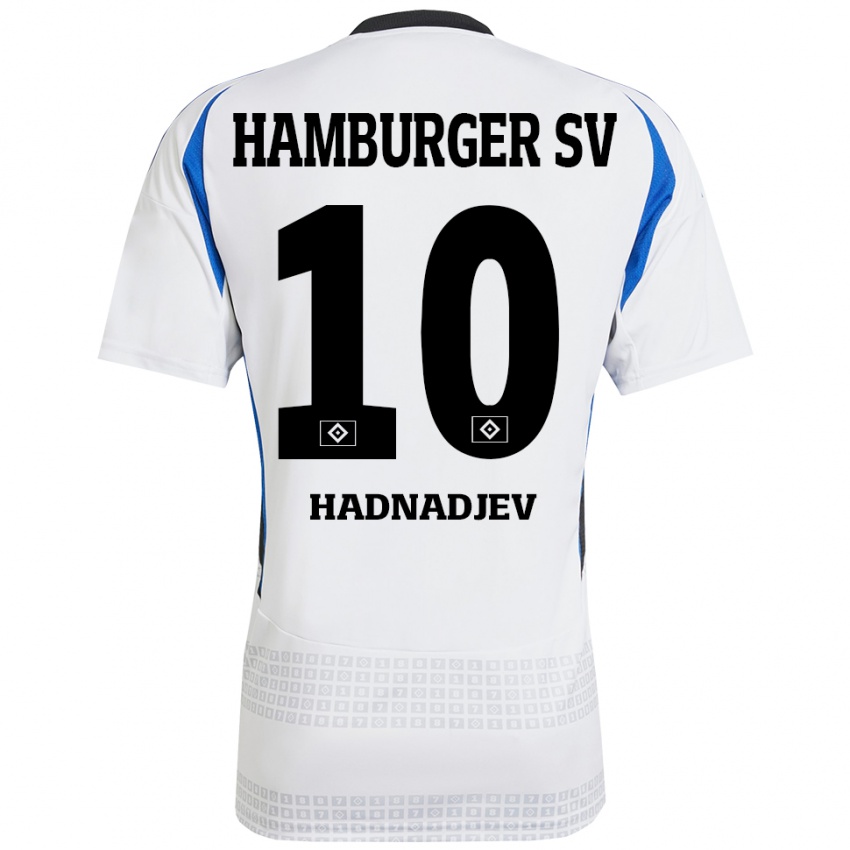 Niño Camiseta Marko Hadnadjev #10 Blanco Azul 1ª Equipación 2024/25 La Camisa Chile