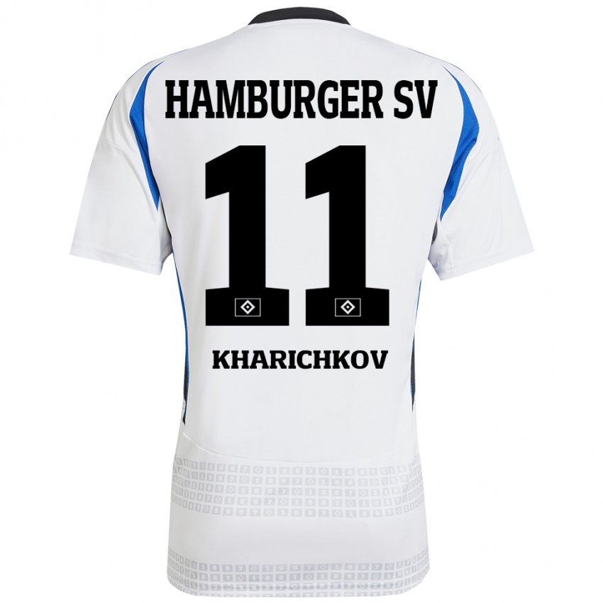 Niño Camiseta Valentyn Kharichkov #11 Blanco Azul 1ª Equipación 2024/25 La Camisa Chile