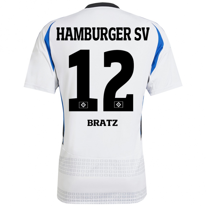 Niño Camiseta Julian Brätz #12 Blanco Azul 1ª Equipación 2024/25 La Camisa Chile