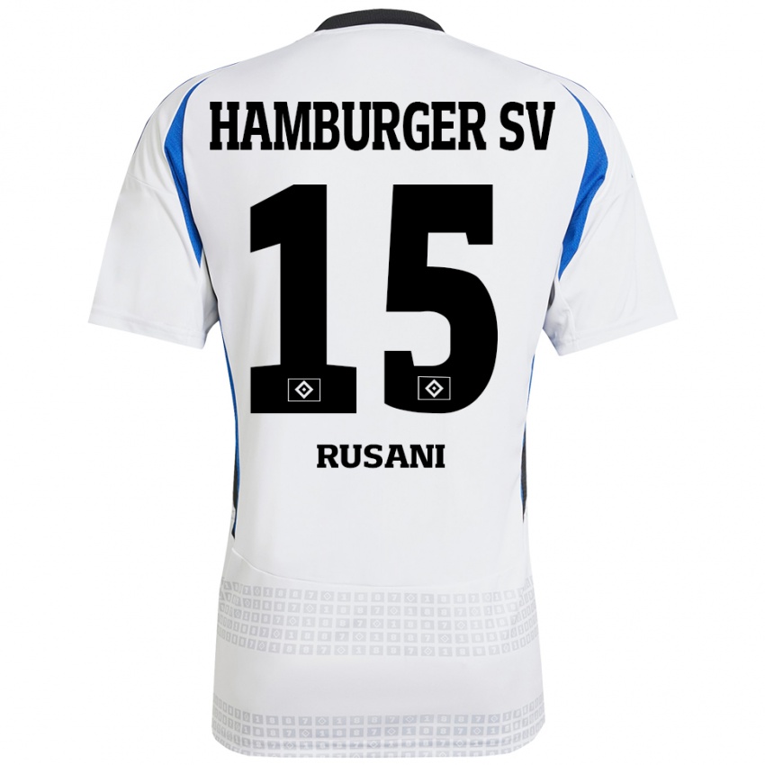 Niño Camiseta Yasin Rusani #15 Blanco Azul 1ª Equipación 2024/25 La Camisa Chile