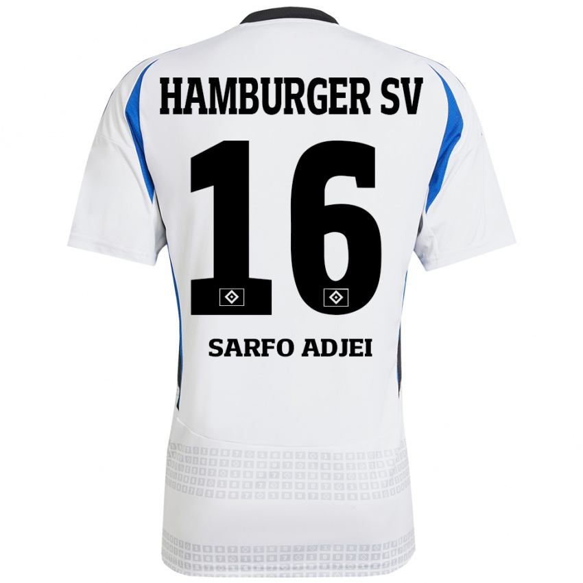 Niño Camiseta Maximilian Sarfo-Adjei #16 Blanco Azul 1ª Equipación 2024/25 La Camisa Chile