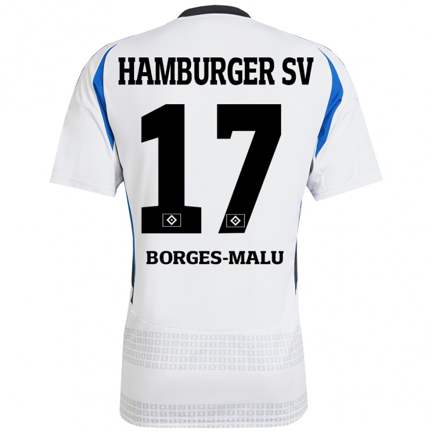 Niño Camiseta Louis Borges-Malu #17 Blanco Azul 1ª Equipación 2024/25 La Camisa Chile