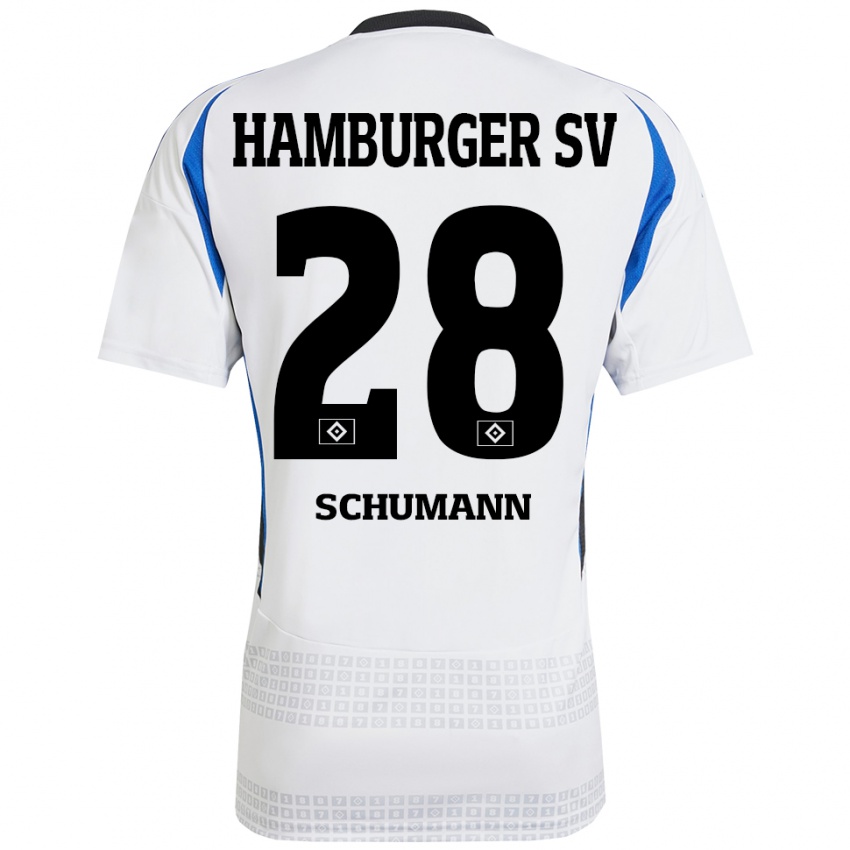 Niño Camiseta Henri Maximilian Schümann #28 Blanco Azul 1ª Equipación 2024/25 La Camisa Chile