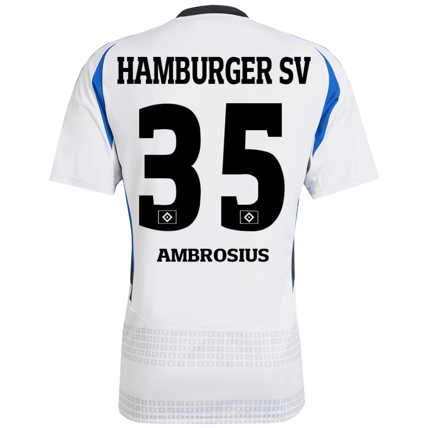 Niño Camiseta Stephan Ambrosius #35 Blanco Azul 1ª Equipación 2024/25 La Camisa Chile