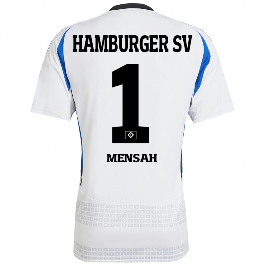 Niño Camiseta Steven Mensah #1 Blanco Azul 1ª Equipación 2024/25 La Camisa Chile