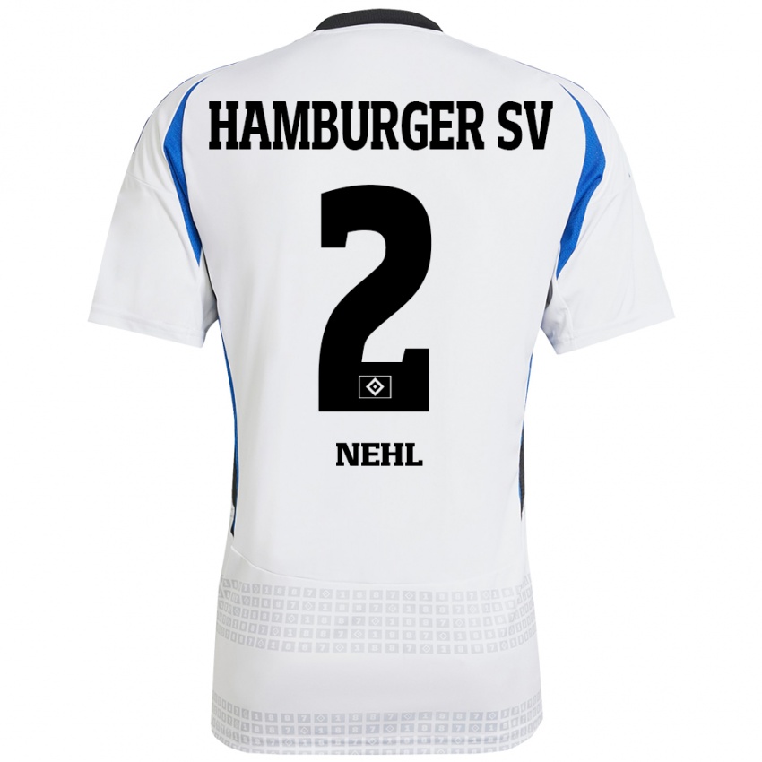 Niño Camiseta Julius Nehl #2 Blanco Azul 1ª Equipación 2024/25 La Camisa Chile