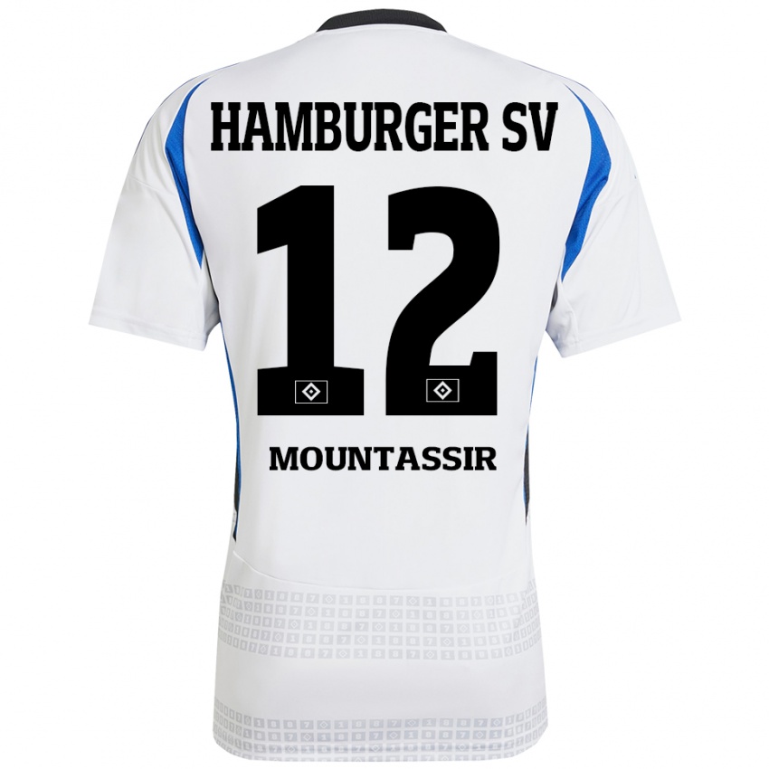 Niño Camiseta Youssef Mountassir #12 Blanco Azul 1ª Equipación 2024/25 La Camisa Chile