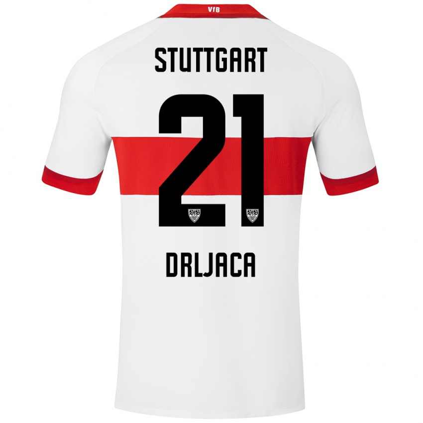 Niño Camiseta Stefan Drljaca #21 Blanco Rojo 1ª Equipación 2024/25 La Camisa Chile