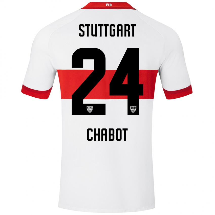 Niño Camiseta Jeff Chabot #24 Blanco Rojo 1ª Equipación 2024/25 La Camisa Chile