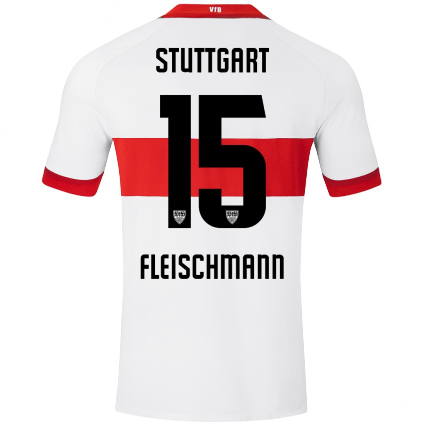 Niño Camiseta Svea Fleischmann #15 Blanco Rojo 1ª Equipación 2024/25 La Camisa Chile