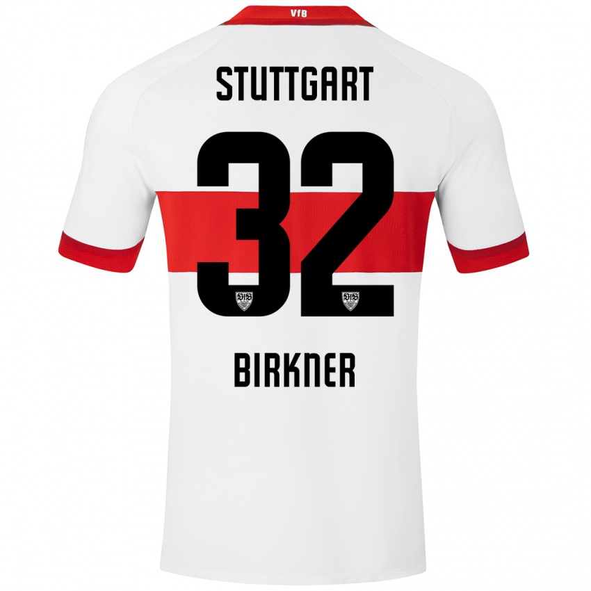 Niño Camiseta Hanna Birkner #32 Blanco Rojo 1ª Equipación 2024/25 La Camisa Chile