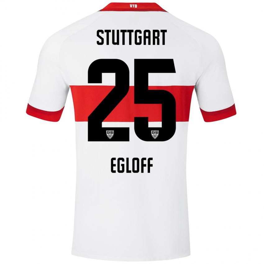 Niño Camiseta Lilian Egloff #25 Blanco Rojo 1ª Equipación 2024/25 La Camisa Chile