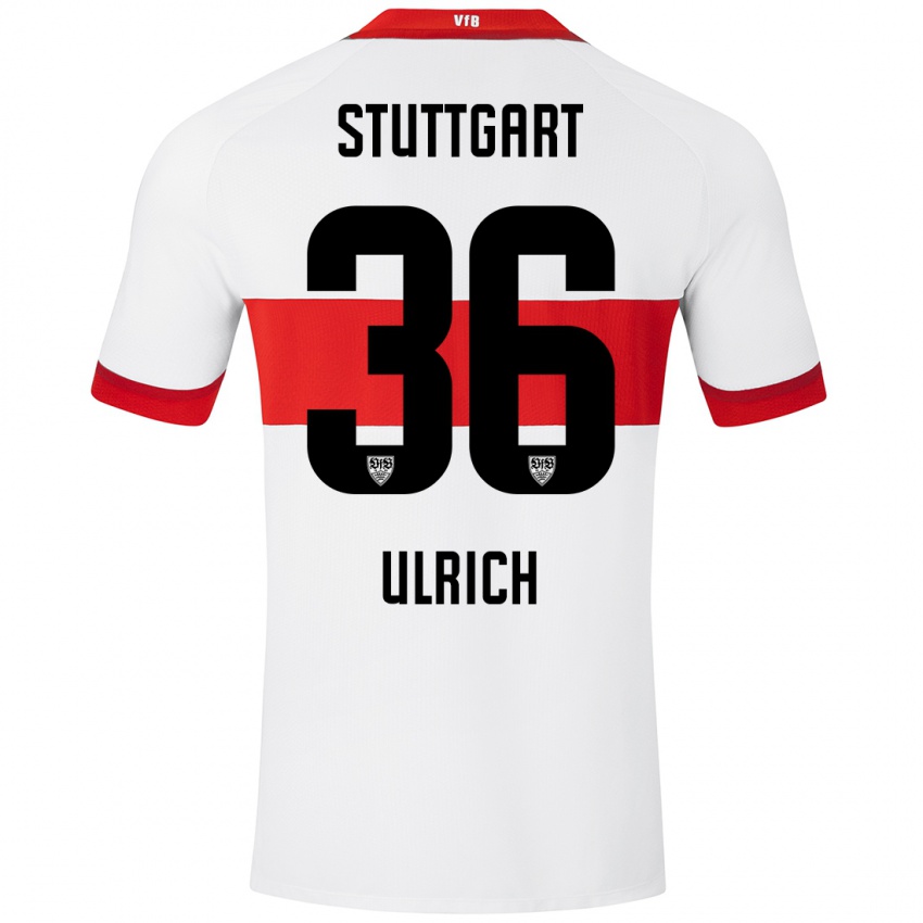 Niño Camiseta Laurin Ulrich #36 Blanco Rojo 1ª Equipación 2024/25 La Camisa Chile