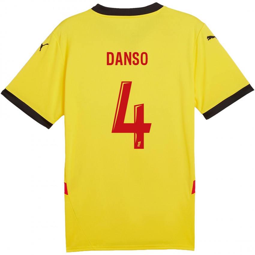 Niño Camiseta Kevin Danso #4 Amarillo Rojo 1ª Equipación 2024/25 La Camisa Chile