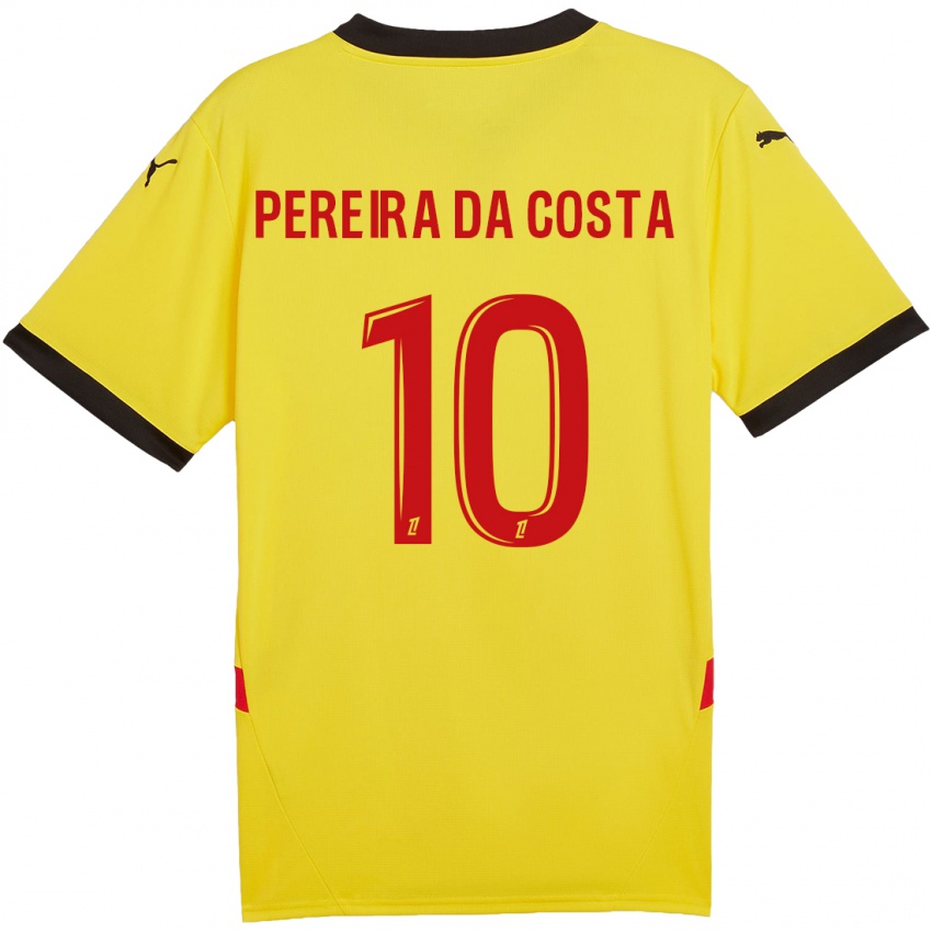 Niño Camiseta David Pereira Da Costa #10 Amarillo Rojo 1ª Equipación 2024/25 La Camisa Chile