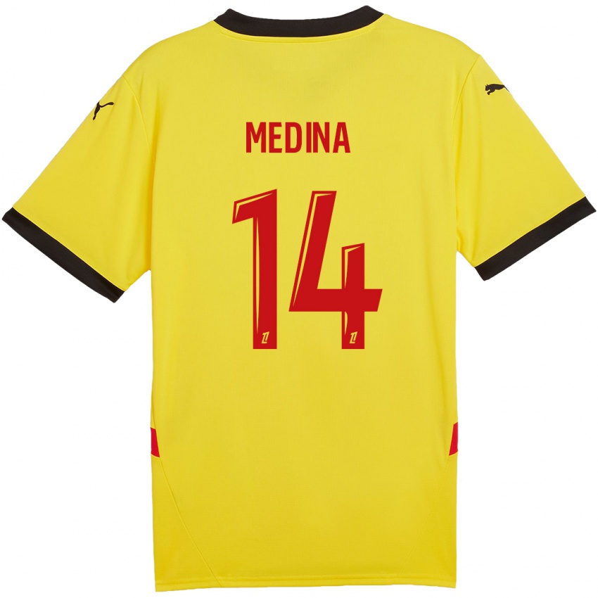 Niño Camiseta Facundo Medina #14 Amarillo Rojo 1ª Equipación 2024/25 La Camisa Chile