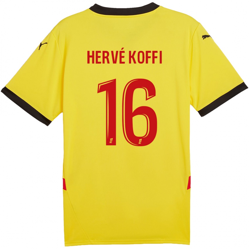 Niño Camiseta Hervé Koffi #16 Amarillo Rojo 1ª Equipación 2024/25 La Camisa Chile