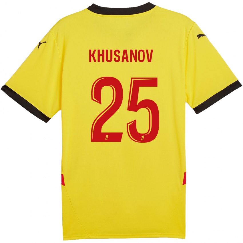 Niño Camiseta Abdukodir Khusanov #25 Amarillo Rojo 1ª Equipación 2024/25 La Camisa Chile