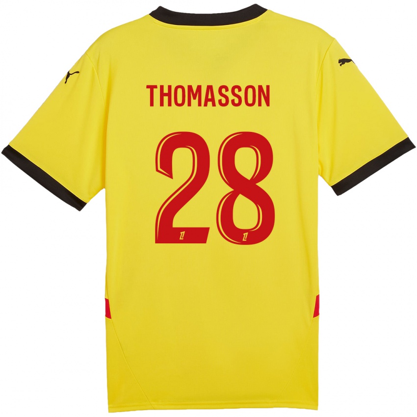 Niño Camiseta Adrien Thomasson #28 Amarillo Rojo 1ª Equipación 2024/25 La Camisa Chile