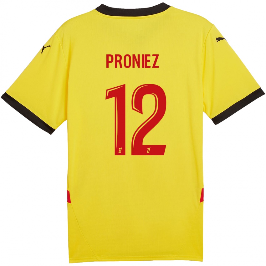 Niño Camiseta Fany Proniez #12 Amarillo Rojo 1ª Equipación 2024/25 La Camisa Chile