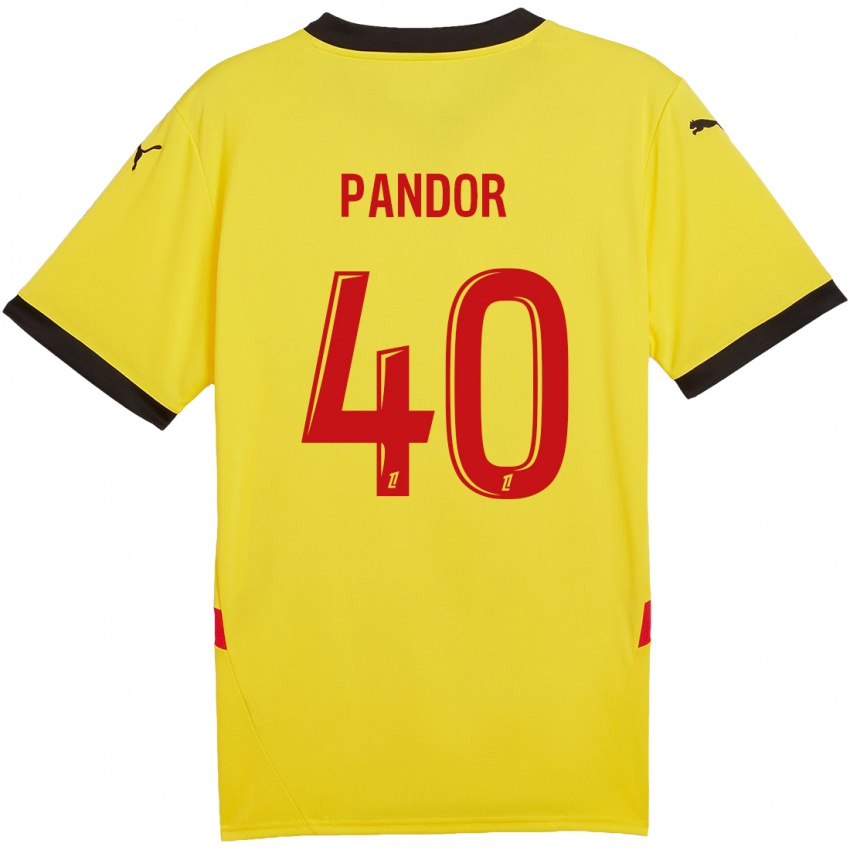 Niño Camiseta Yannick Pandor #40 Amarillo Rojo 1ª Equipación 2024/25 La Camisa Chile