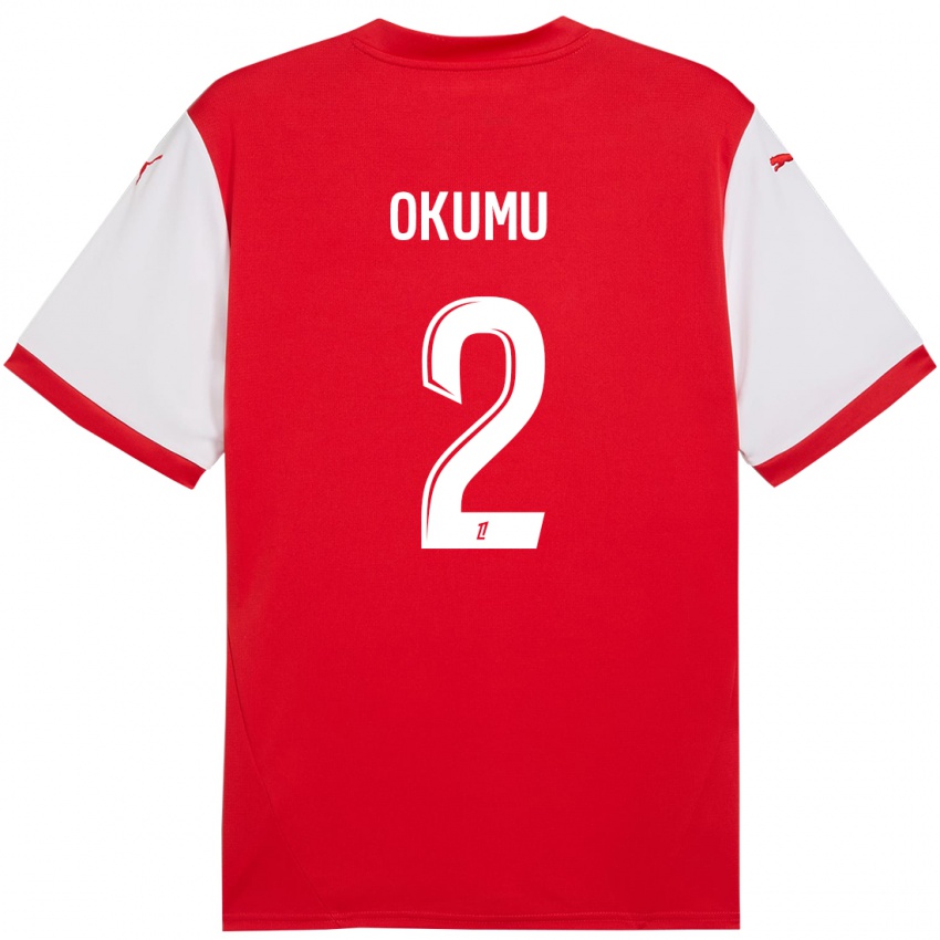 Niño Camiseta Joseph Okumu #2 Rojo Blanco 1ª Equipación 2024/25 La Camisa Chile