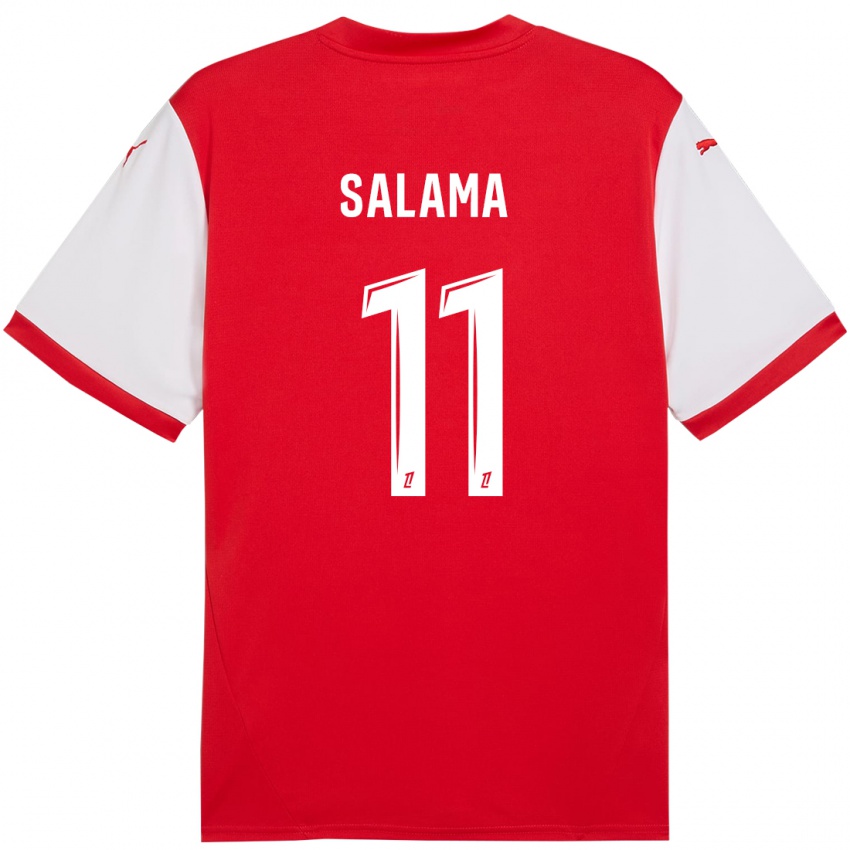 Niño Camiseta Amine Salama #11 Rojo Blanco 1ª Equipación 2024/25 La Camisa Chile