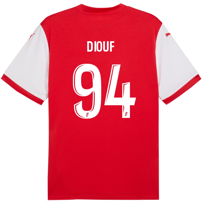 Niño Camiseta Yehvann Diouf #94 Rojo Blanco 1ª Equipación 2024/25 La Camisa Chile