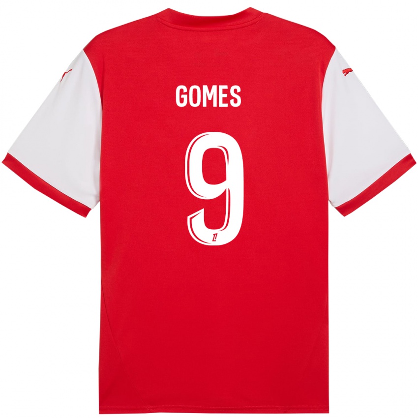 Niño Camiseta Mélissa Gomes #9 Rojo Blanco 1ª Equipación 2024/25 La Camisa Chile