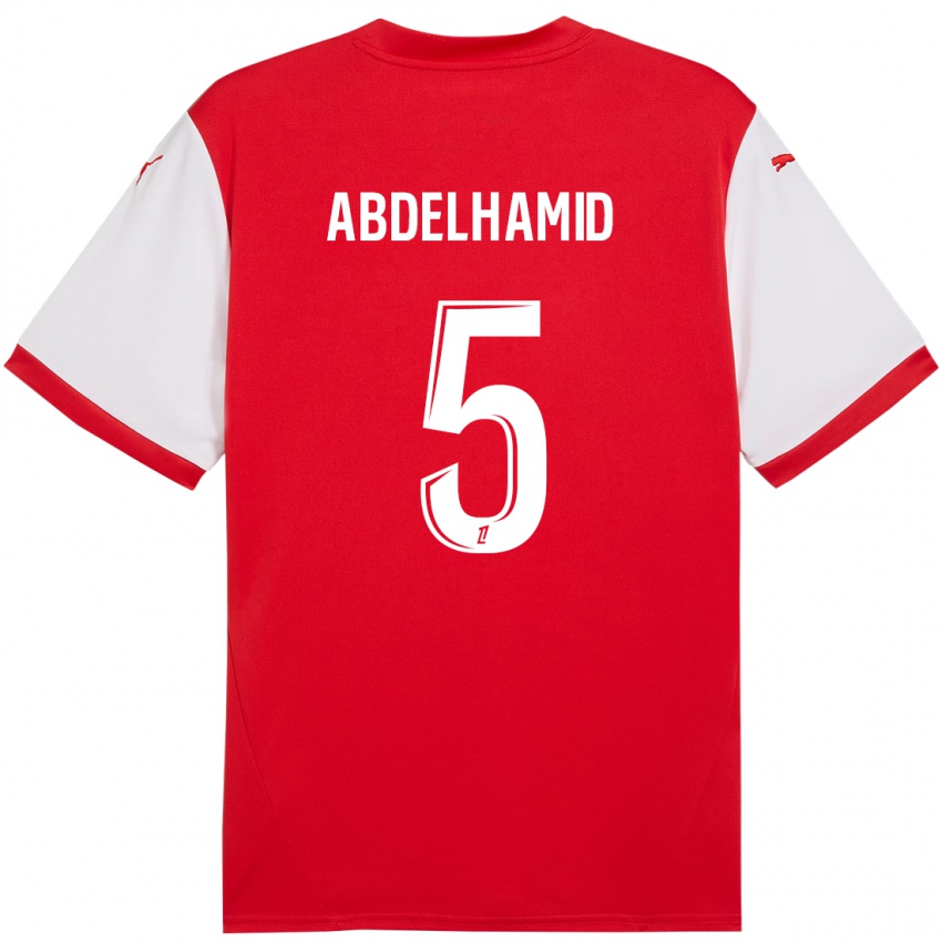 Niño Camiseta Yunis Abdelhamid #5 Rojo Blanco 1ª Equipación 2024/25 La Camisa Chile