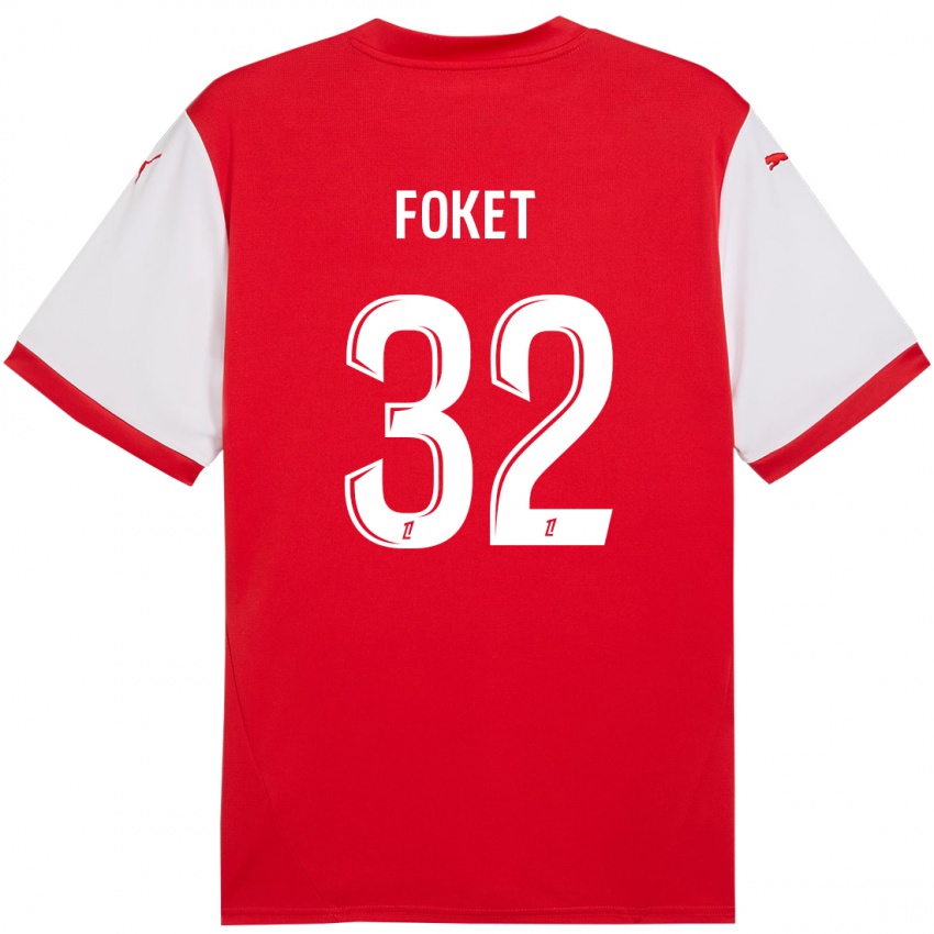 Niño Camiseta Thomas Foket #32 Rojo Blanco 1ª Equipación 2024/25 La Camisa Chile