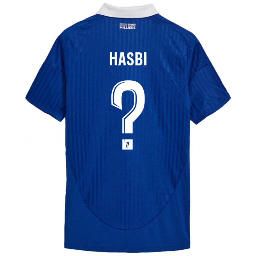 Niño Camiseta Walid Hasbi #0 Azul Blanco 1ª Equipación 2024/25 La Camisa Chile