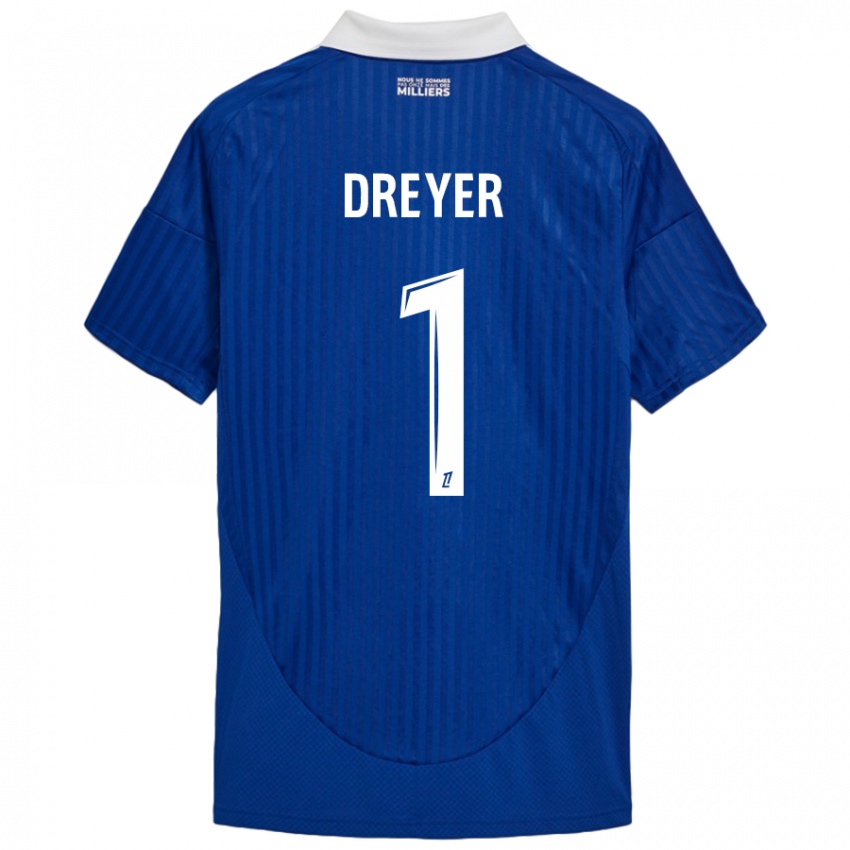 Niño Camiseta Matthieu Dreyer #1 Azul Blanco 1ª Equipación 2024/25 La Camisa Chile