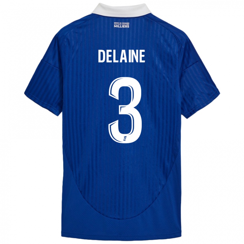 Niño Camiseta Thomas Delaine #3 Azul Blanco 1ª Equipación 2024/25 La Camisa Chile