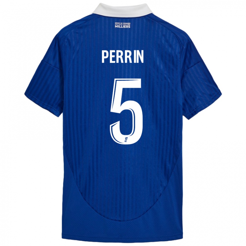 Niño Camiseta Lucas Perrin #5 Azul Blanco 1ª Equipación 2024/25 La Camisa Chile