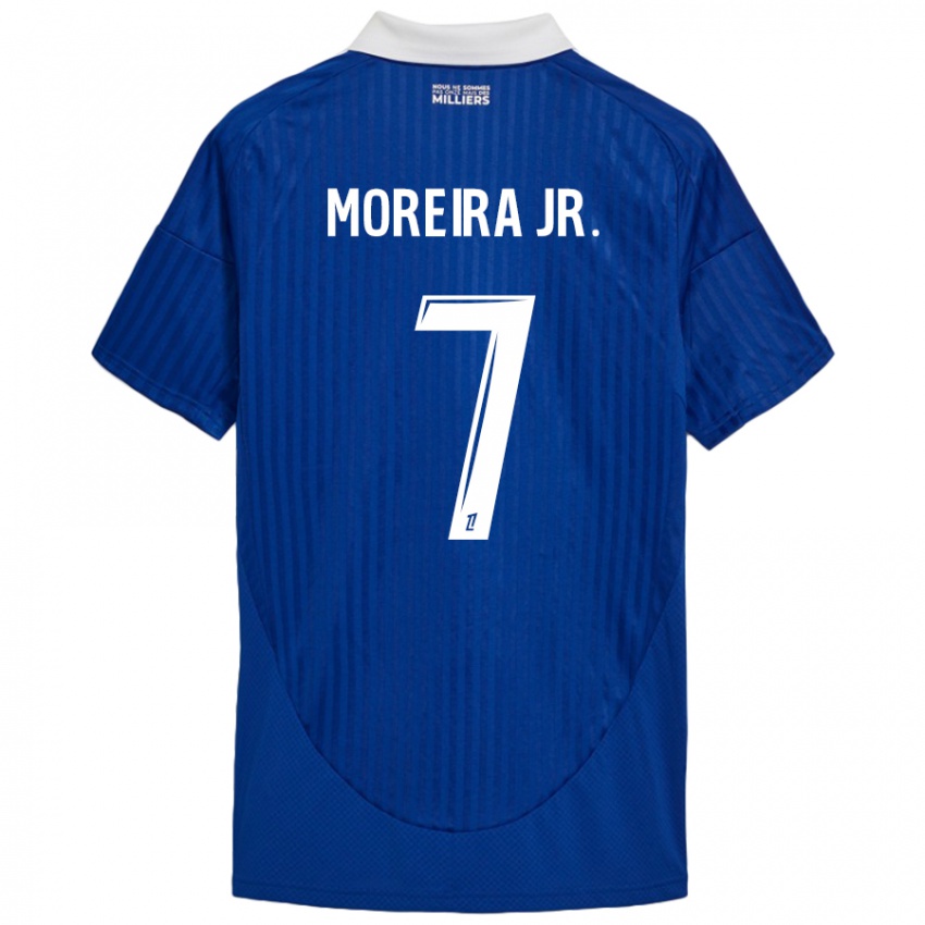 Niño Camiseta Diego Moreira #7 Azul Blanco 1ª Equipación 2024/25 La Camisa Chile