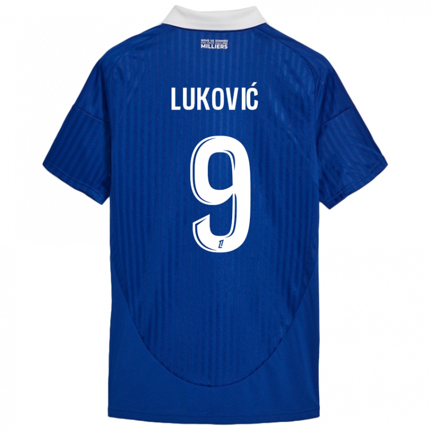 Niño Camiseta Milos Lukovic #9 Azul Blanco 1ª Equipación 2024/25 La Camisa Chile