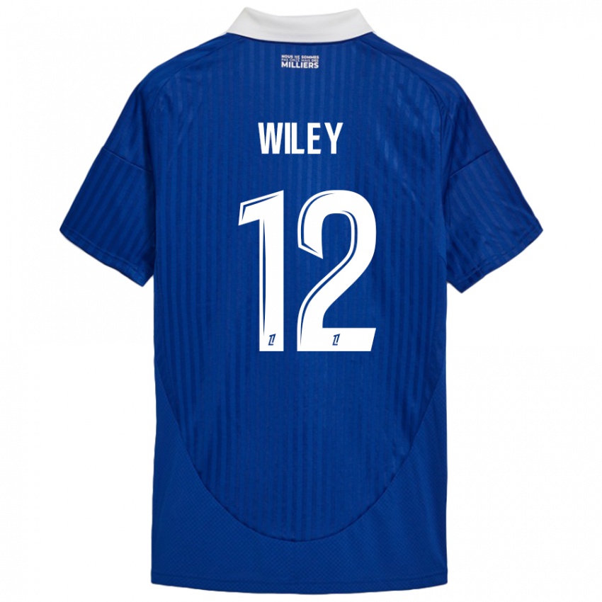 Niño Camiseta Caleb Wiley #12 Azul Blanco 1ª Equipación 2024/25 La Camisa Chile