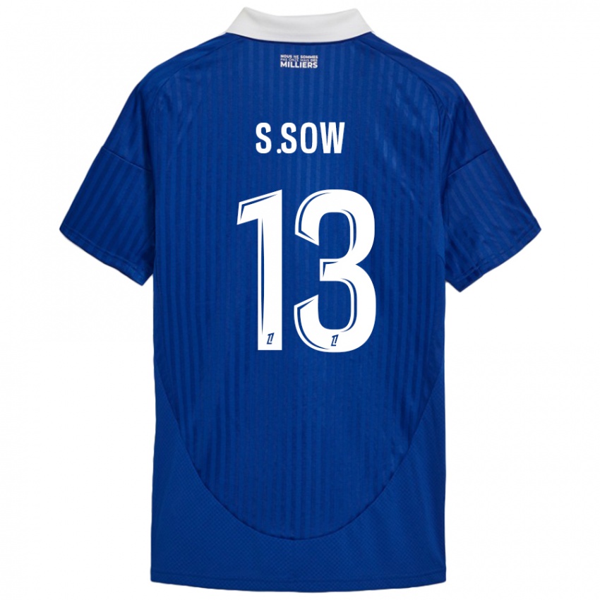 Niño Camiseta Saïdou Sow #13 Azul Blanco 1ª Equipación 2024/25 La Camisa Chile