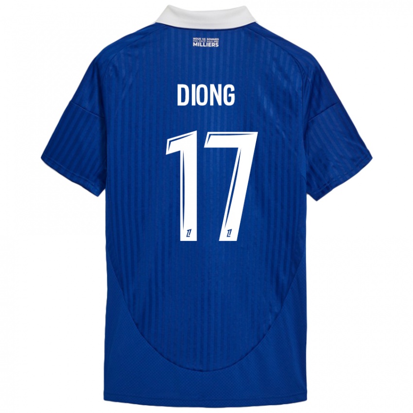 Niño Camiseta Pape Diong #17 Azul Blanco 1ª Equipación 2024/25 La Camisa Chile