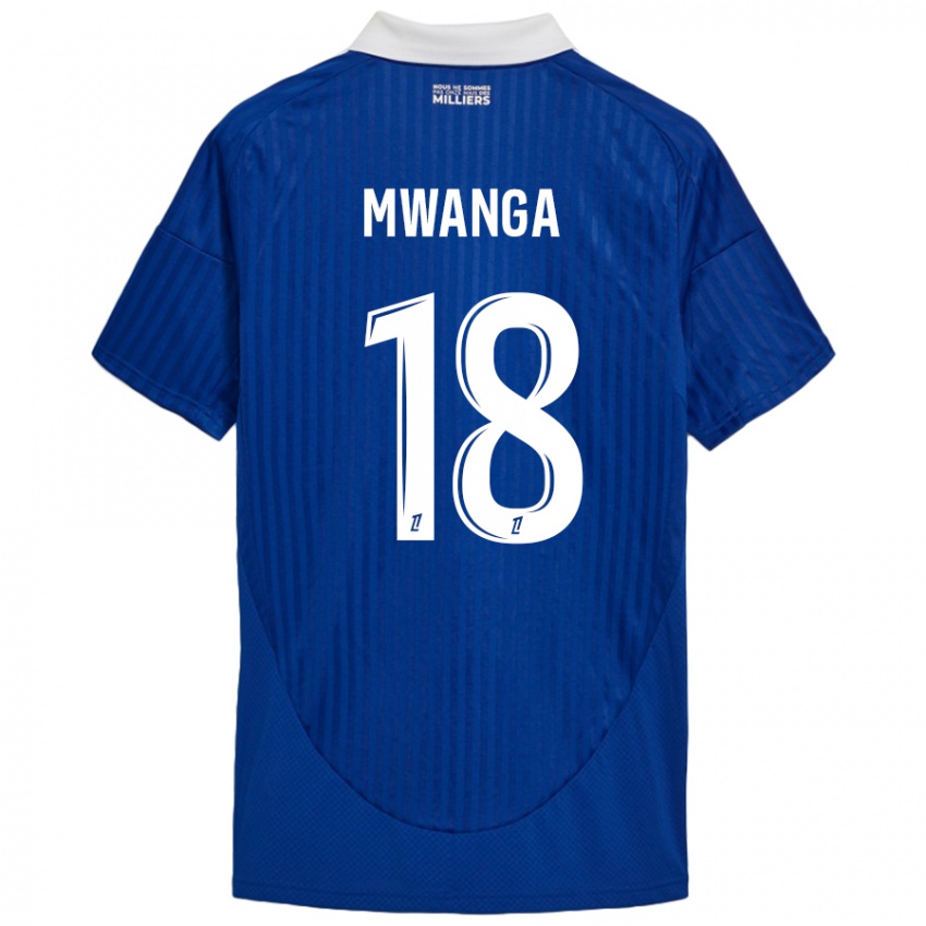 Niño Camiseta Junior Mwanga #18 Azul Blanco 1ª Equipación 2024/25 La Camisa Chile