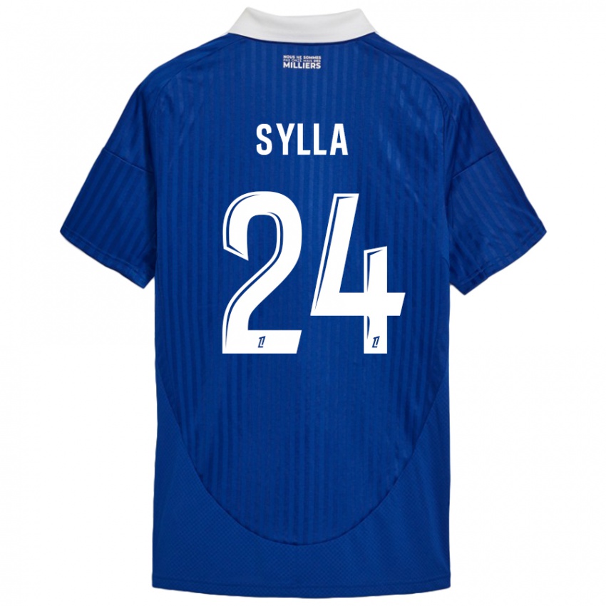 Niño Camiseta Abakar Sylla #24 Azul Blanco 1ª Equipación 2024/25 La Camisa Chile